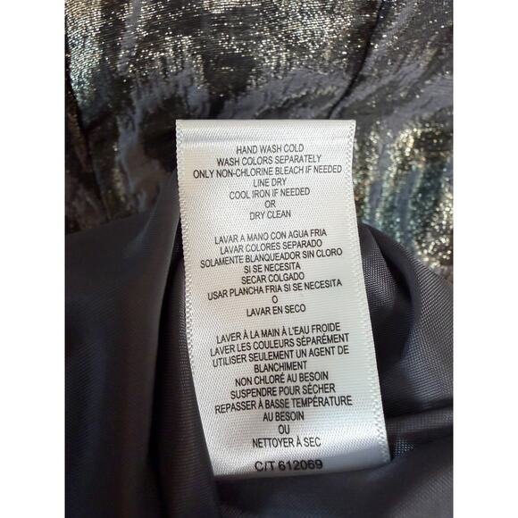 Taylor Formal Dress Size 6 Long Adj. Straps Holiday Silver Gray Print Sleeveless - Picture 3 of 6